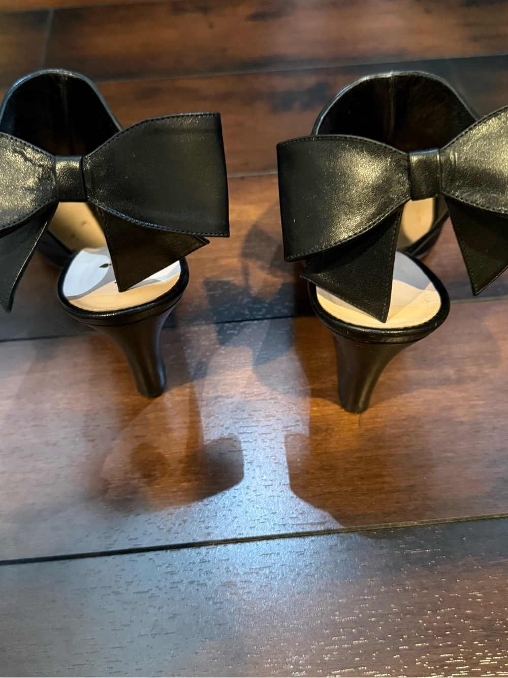 kate spade Black Leather Peep-Toe Heel with Back Bow - Picture 5 of 10